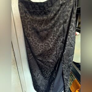 Black Leopard Jacquard Midi Skirt